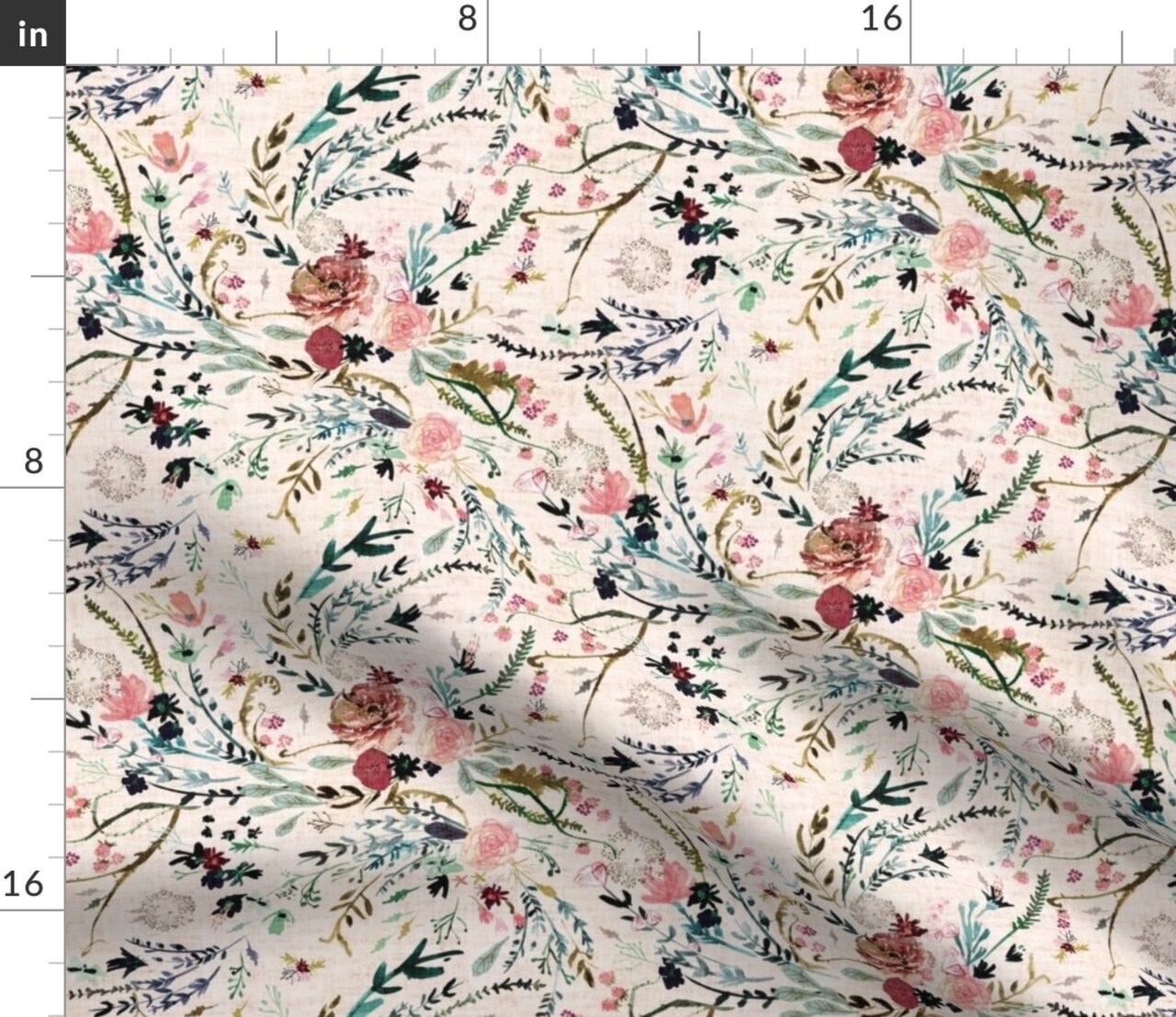 Floral Blush Pink Flower Vintage Flowers Girl Rose Botanical Custom Printed Fabric by Spoonflower Various Fabrics by the Yard or Fat Quarter